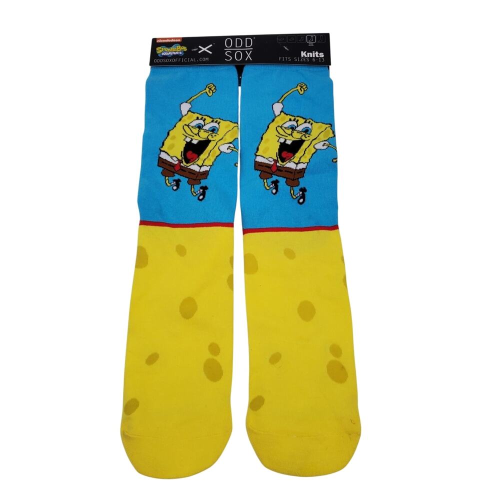 SpongeBob Squarepants Odd Sox Crew Socks Size 6-13